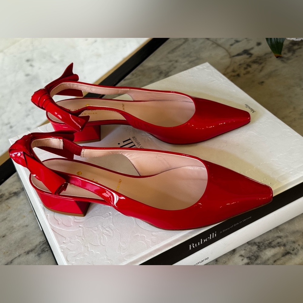 Kate Spade New York Red Patent Leather Slingbacks - Size 5M - Made in Italy NEW - Picture 4 of 6